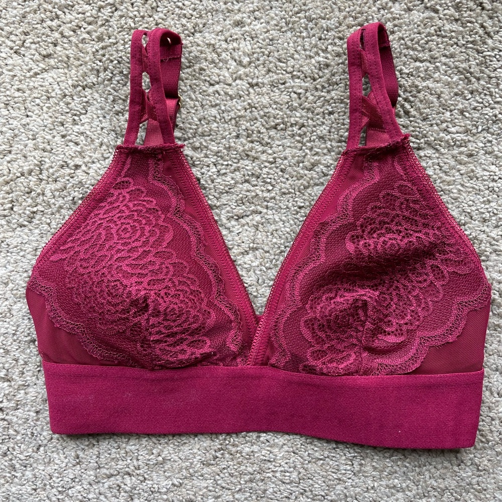 NWOT Daisy Fuentes Maroon lace bralette